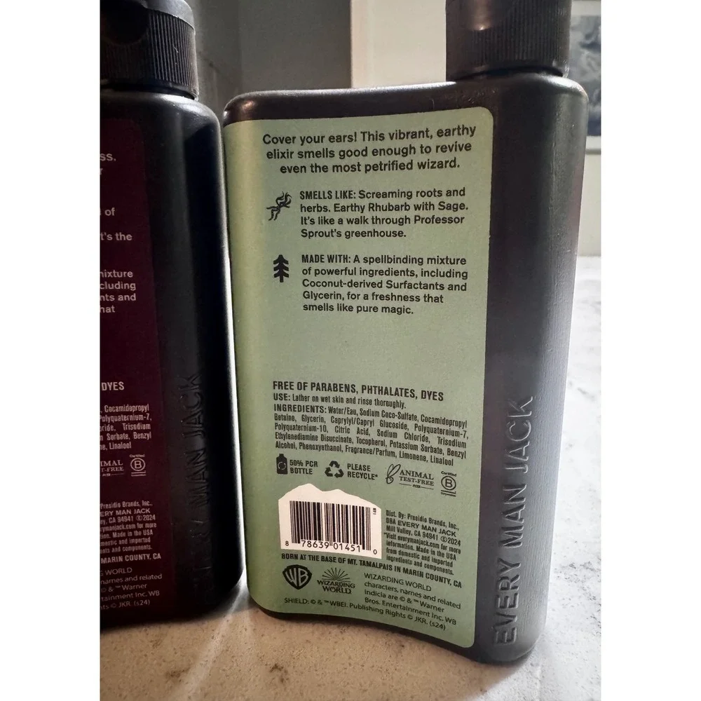 Every Man Jack Harry Potter Body Wash Lot of 2 Potions Herbology Rare Limited